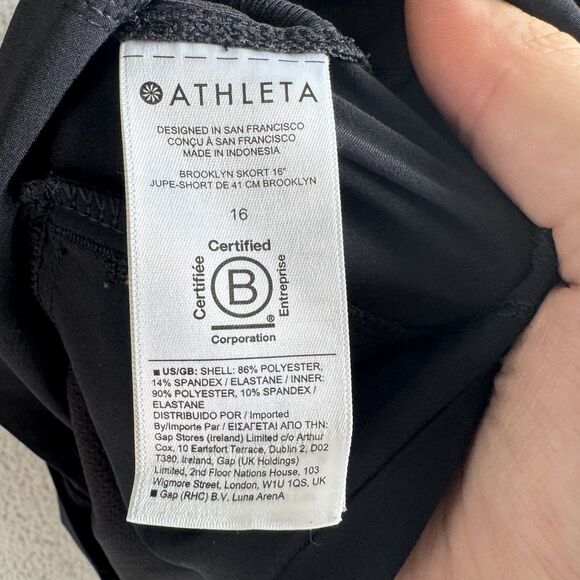 Athleta Brooklyn‎ Skort 16" Womens 16 Black Athletic Golf Casual Stretch - Picture 6 of 7